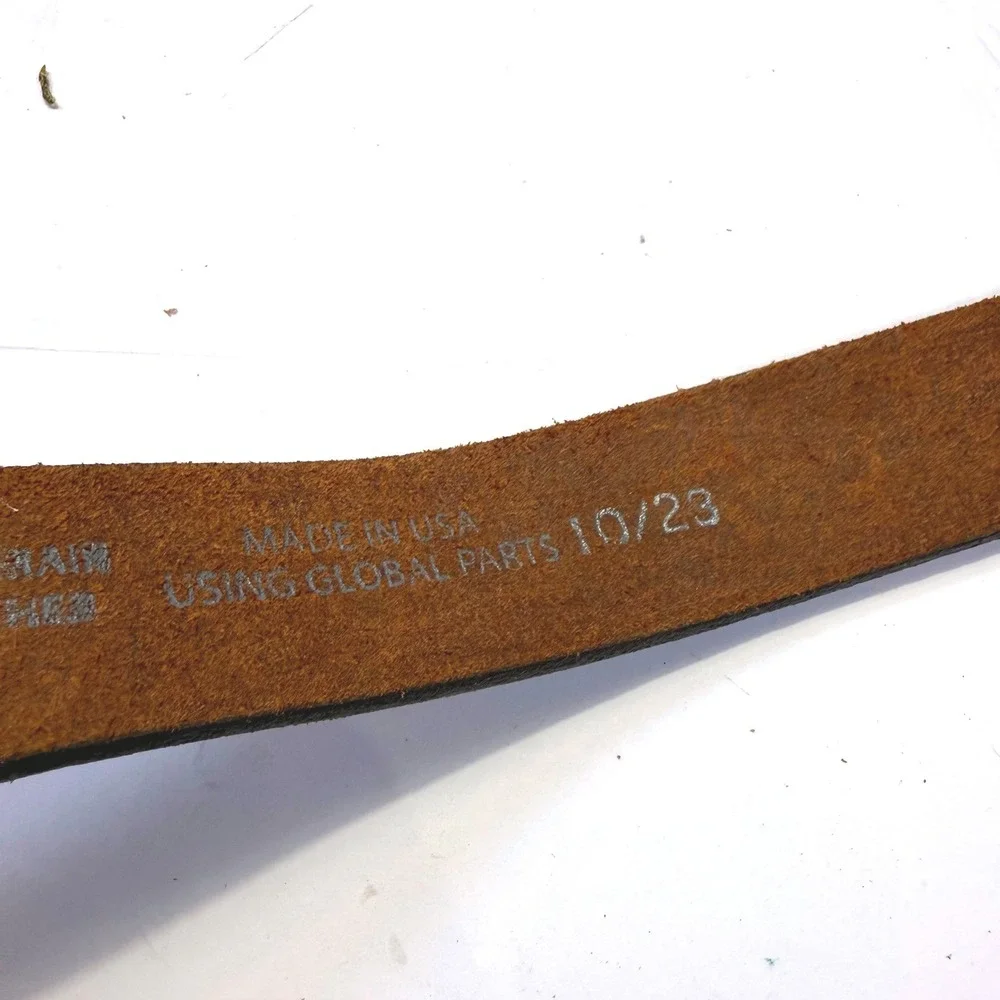 Justin Brown Tooled Leather Western Belt Strap Floral Made in USA C30219 Size 26